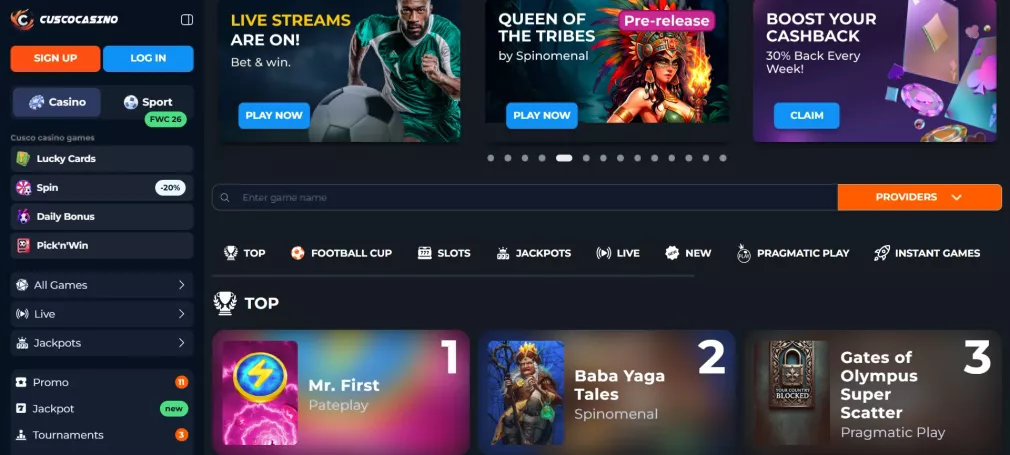 Cusco Casino – 100% bonus tot €1.000 + 100 Gratis Spins welkomstaanbieding 2026